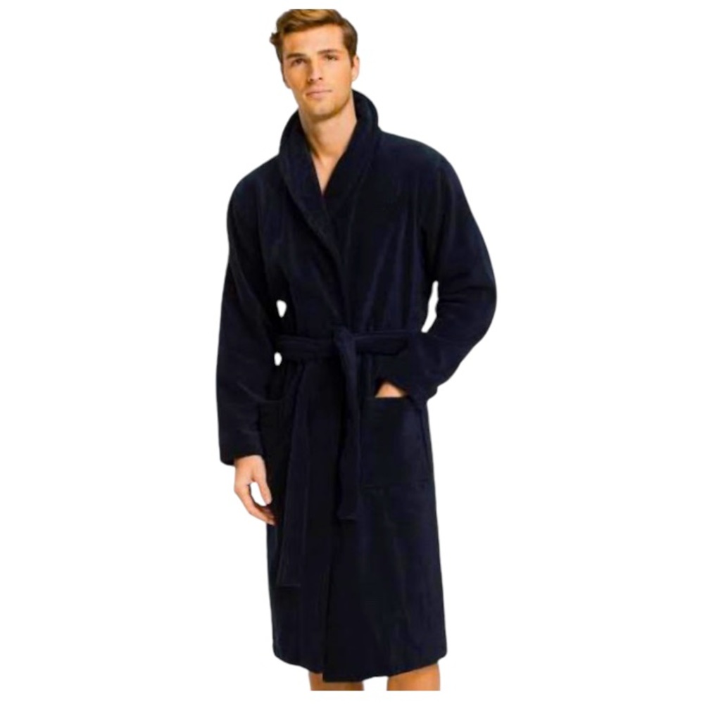 Tommy Hilfiger Unisex Sleepwear Heavy Terry One Size Robe Dark Blue 100% Cotton